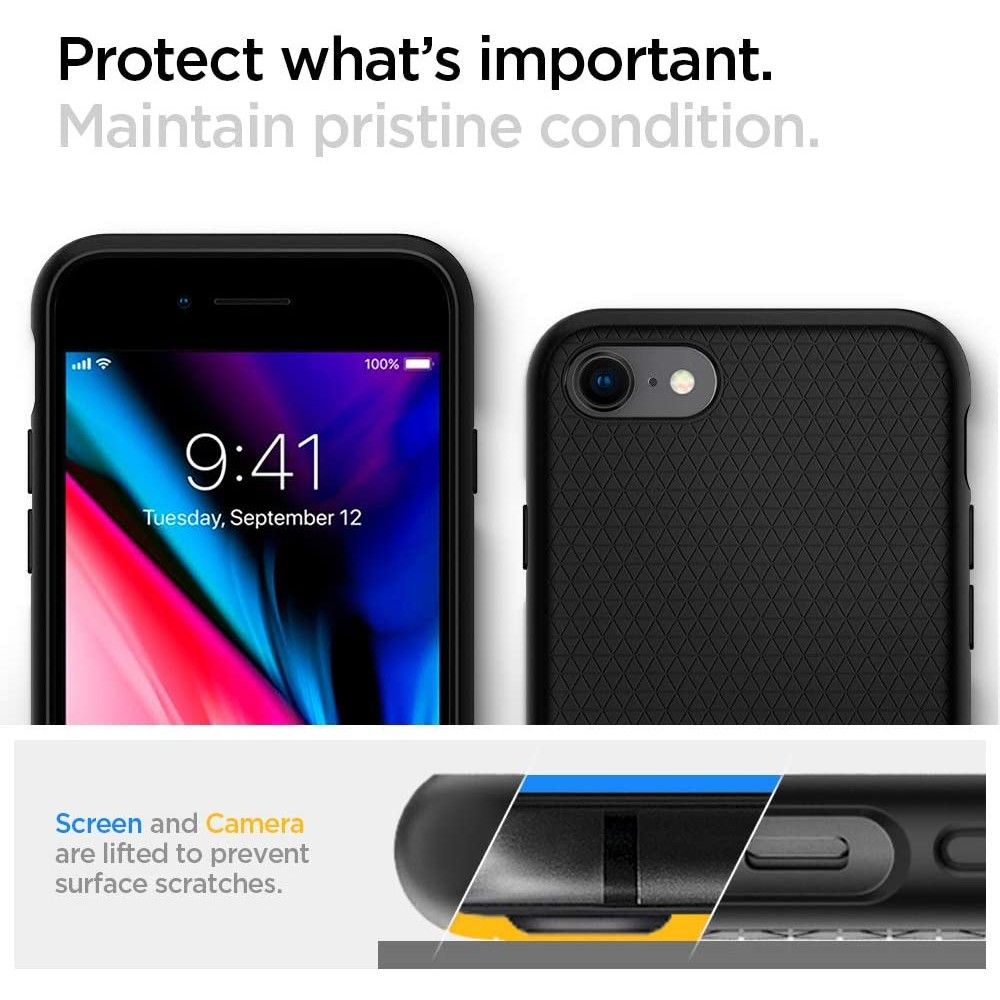 Spigen Liquid Air kaitsekate iPhone 7 / 8 / SE 2020 / SE 2022 jaoks – must